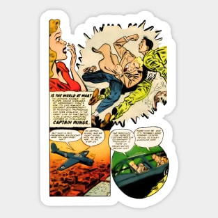 Scared Woman Surprised Fight Retro Comic Vintage Cartoon Sticker